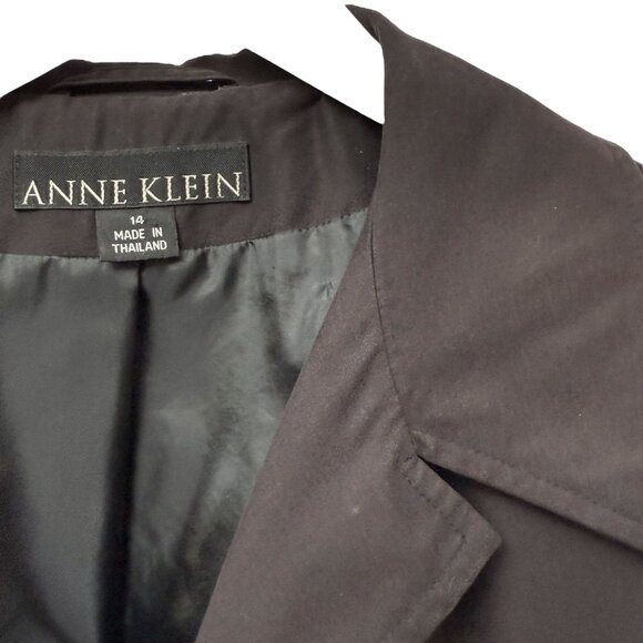 Anne Klein Black Coat Size 14 Womens Vintage Trench Light Jacket - Picture 10 of 13